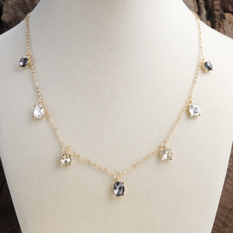 Shimmerlight – Dainty Crystal Chain Necklace in Gold Tone