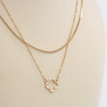 Clover pendant Layered short necklace Silver Gold tone
