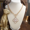 Heavenly Sparkle – Gold Cross Dangle Earrings with Pearls and Crystals