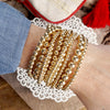 Multi size ball beaded bracelet 10 stack gold tone bracelets