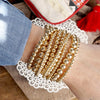 Multi size ball beaded bracelet 10 stack gold tone bracelets