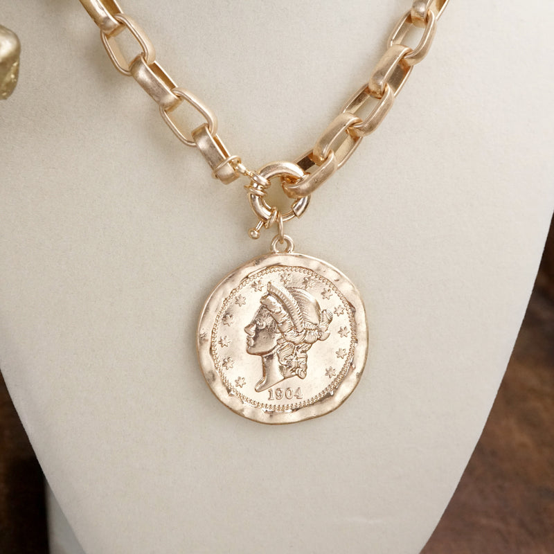 Coined Boldness – Chunky Chain Statement Necklace