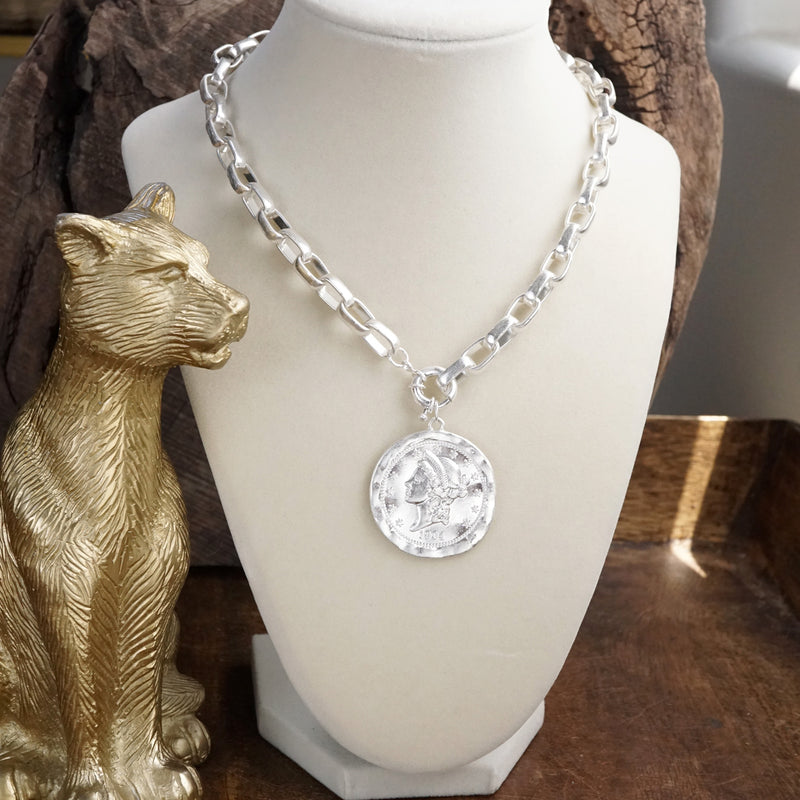Coined Boldness – Chunky Chain Statement Necklace