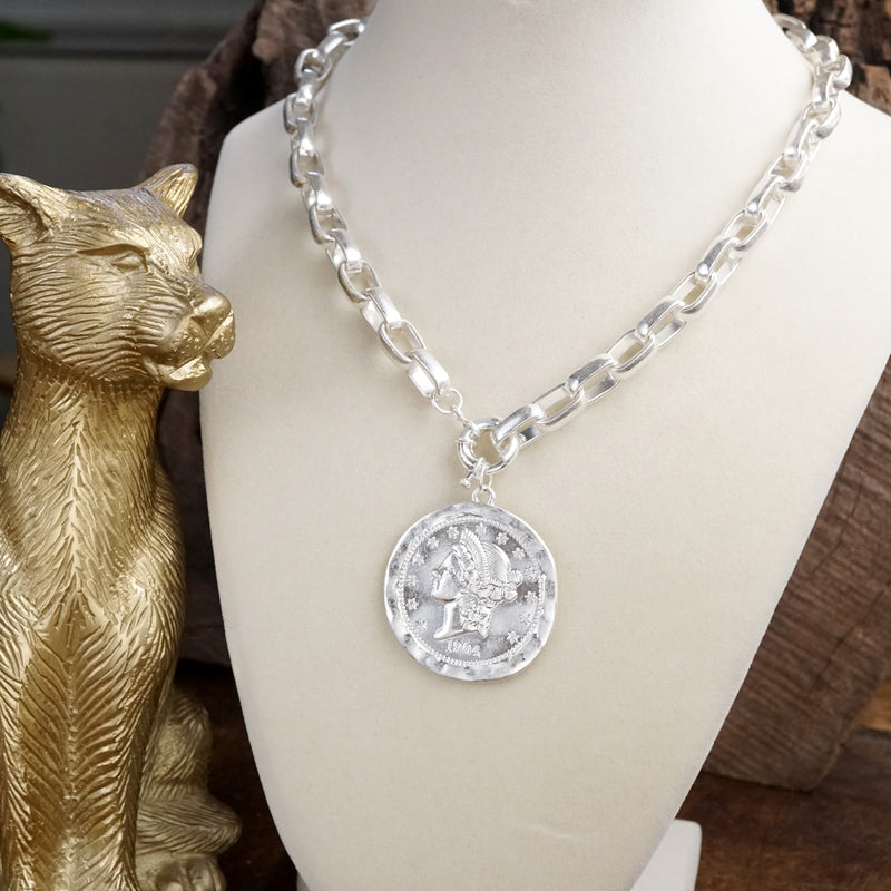 Coined Boldness – Chunky Chain Statement Necklace