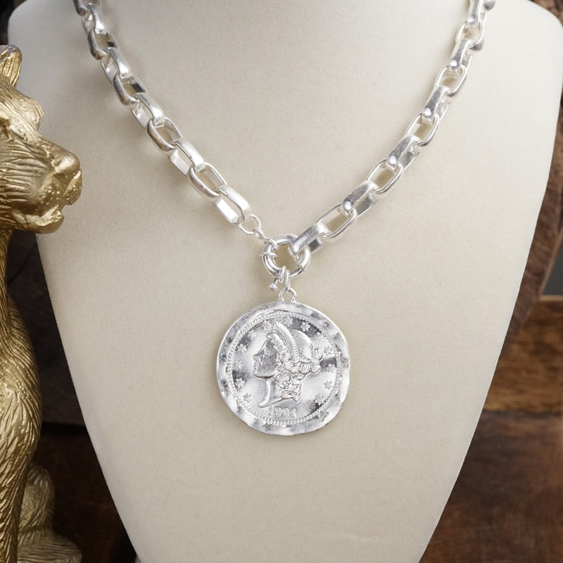 Coined Boldness – Chunky Chain Statement Necklace