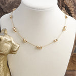 Golden Glimmer – Dainty Station Necklace with Beads