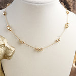 Golden Glimmer – Dainty Station Necklace with Beads
