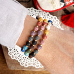 Colorful Lava Matte Beads Bracelet Sets Rust Purple Olive Green Ivory