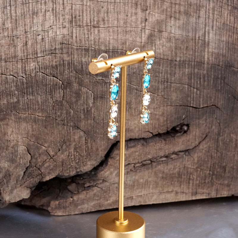 Color Cascade – Linear Drop Earrings with Sparkling Crystals