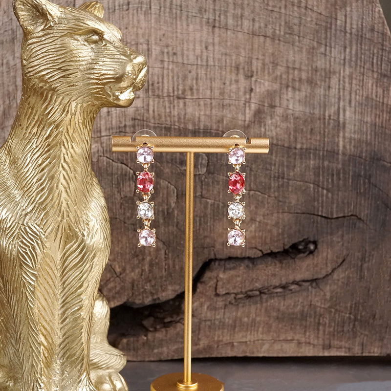 Color Cascade – Linear Drop Earrings with Sparkling Crystals