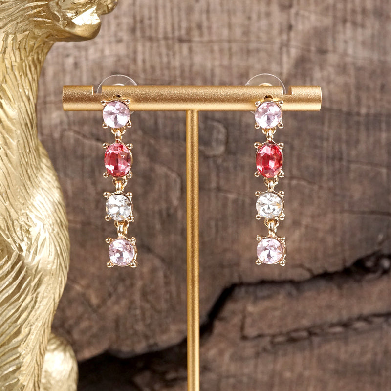 Color Cascade – Linear Drop Earrings with Sparkling Crystals