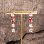 Color Cascade – Linear Drop Earrings with Sparkling Crystals