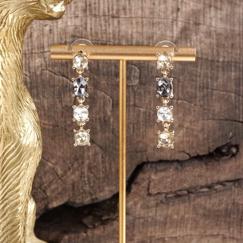 Color Cascade – Linear Drop Earrings with Sparkling Crystals