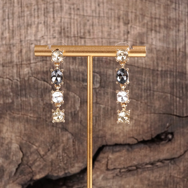 Color Cascade – Linear Drop Earrings with Sparkling Crystals
