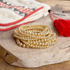 Multi size ball beaded bracelet 10 stack gold tone bracelets