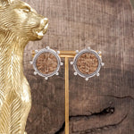 Divine Duo – Two-Tone Cross Coin Stud Earrings