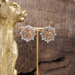 Divine Duo – Two-Tone Cross Coin Stud Earrings