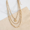 Multi Layer Coin Pendant Chain Necklace Gold or Silver Tone