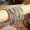 Timeless Layering Textured Bangles Bracelets Silver tone 8 styles