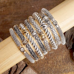 Timeless Layering Textured Bangles Bracelets Silver tone 8 styles