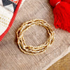 Small metal beads bracelet stack of 5 bracelets Gold Silver