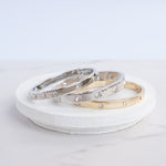 Eternity Hinge Bangle Gold Silver Tone Clear Crystals