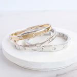 Eternity Hinge Bangle Gold Silver Tone Clear Crystals