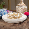 Pearl & Gold Beaded Stretch Bracelet Set – Set of 5