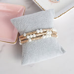 Pearls & Antique Gold Tube Beaded Bracelet Set – Effortless Elegance