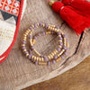 Lava and Golden Matte Beads Bracelet Sets in Colorful Purple Olive Green Ivory