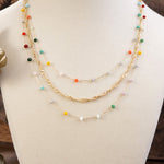 Layered Whispers – Multi-Strand Dainty Beaded and Chain Necklace