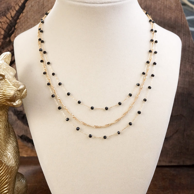 Layered Whispers – Multi-Strand Dainty Beaded and Chain Necklace