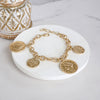 Boho Coins Statement Chain Bracelet – Worn Gold Tone