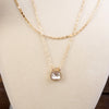 Glimmered Layers – Double Chain Necklace with Emerald-Cut Crystal