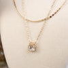 Glimmered Layers – Double Chain Necklace with Emerald-Cut Crystal