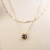 Glimmered Layers – Double Chain Necklace with Emerald-Cut Crystal