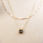 Glimmered Layers – Double Chain Necklace with Emerald-Cut Crystal