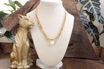Golden Grace – Double Layer Necklace with Pearl and 3D Beads