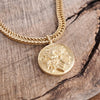 Coin Statement Chain Necklace in Worn Gold Tone