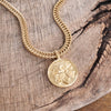 Coin Statement Chain Necklace in Worn Gold Tone