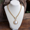 Pearl Statement Chain Necklace in Worn Gold Tone