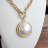 Pearl Statement Chain Necklace in Worn Gold Tone