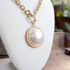 Pearl Statement Chain Necklace in Worn Gold Tone