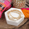 Golden Grace – Set of 3 Stretchy Bracelets with Pearl and 3D Beads