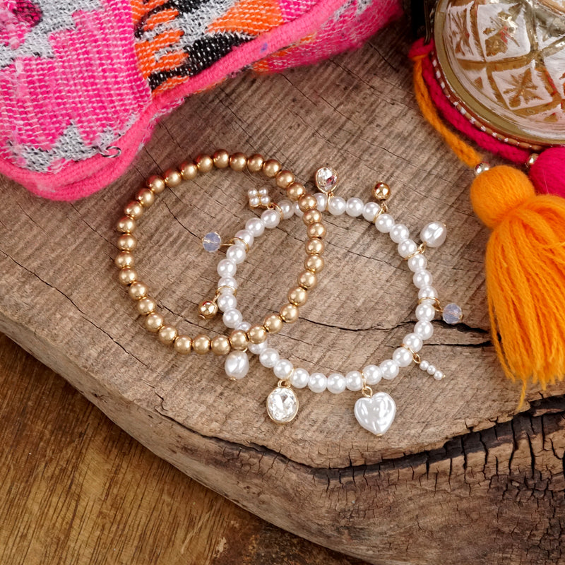 Charmed Light – Mixed Charm &amp; Beaded Stretchy Bracelet Set