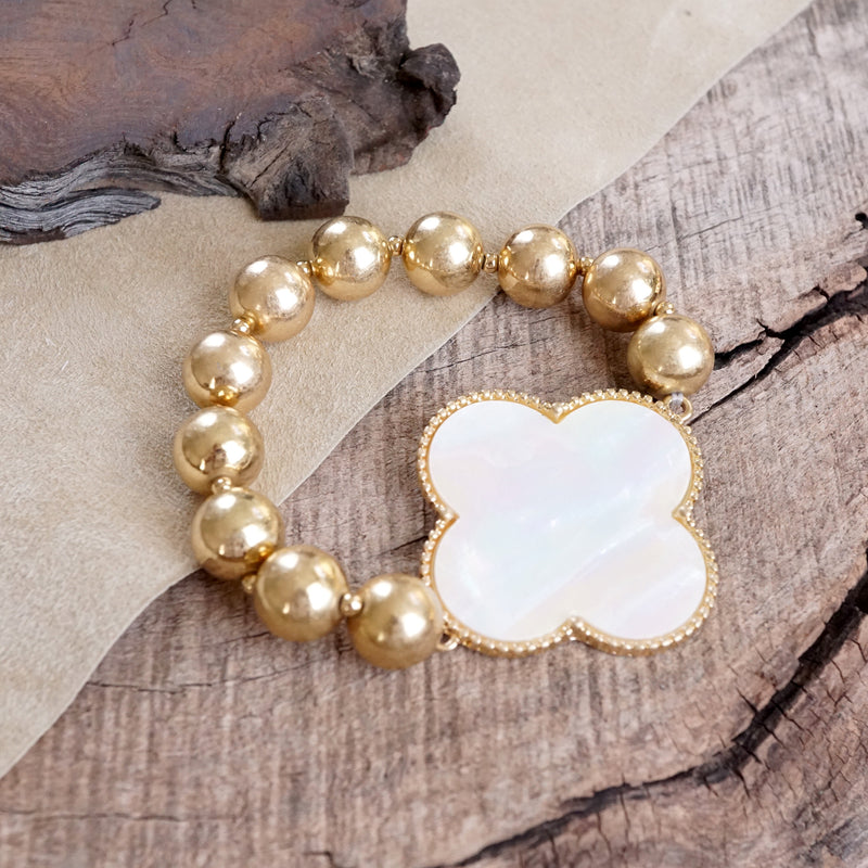 Clover Golden Chunky Beads Bracelet