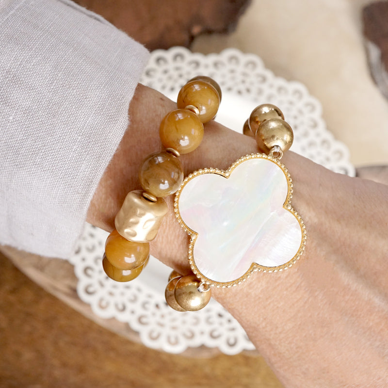 Clover Golden Chunky Beads Bracelet