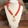 Chunky Beaded Front Toggle Statement Necklace Teardrop Pendant