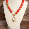 Chunky Beaded Front Toggle Statement Necklace Teardrop Pendant