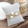 Golden Grace – Set of 3 Stretchy Bracelets with Pearl and 3D Beads